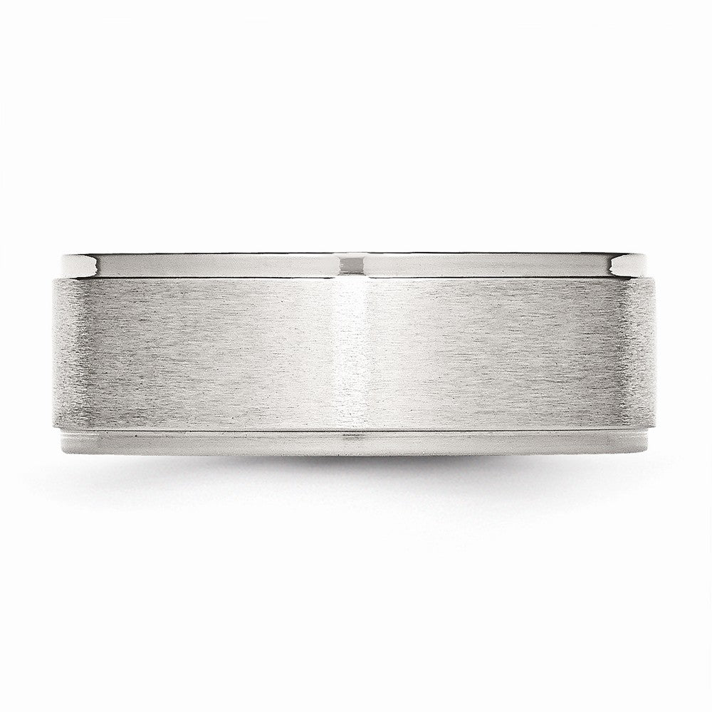 Ridged Edge Comfort-Fit Wedding Band in Stainless Steel, 8mm