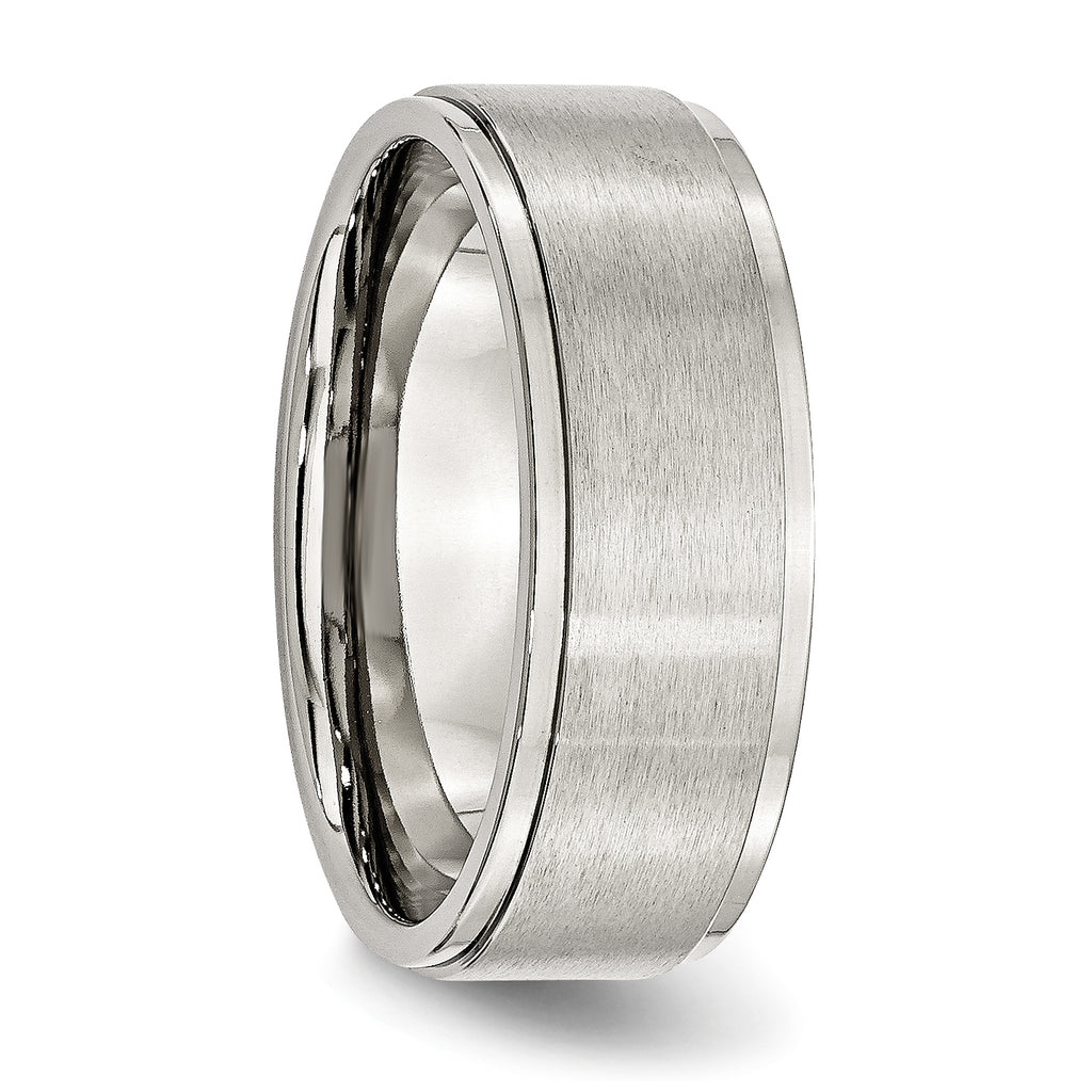 Ridged Edge Comfort-Fit Wedding Band in Stainless Steel, 8mm