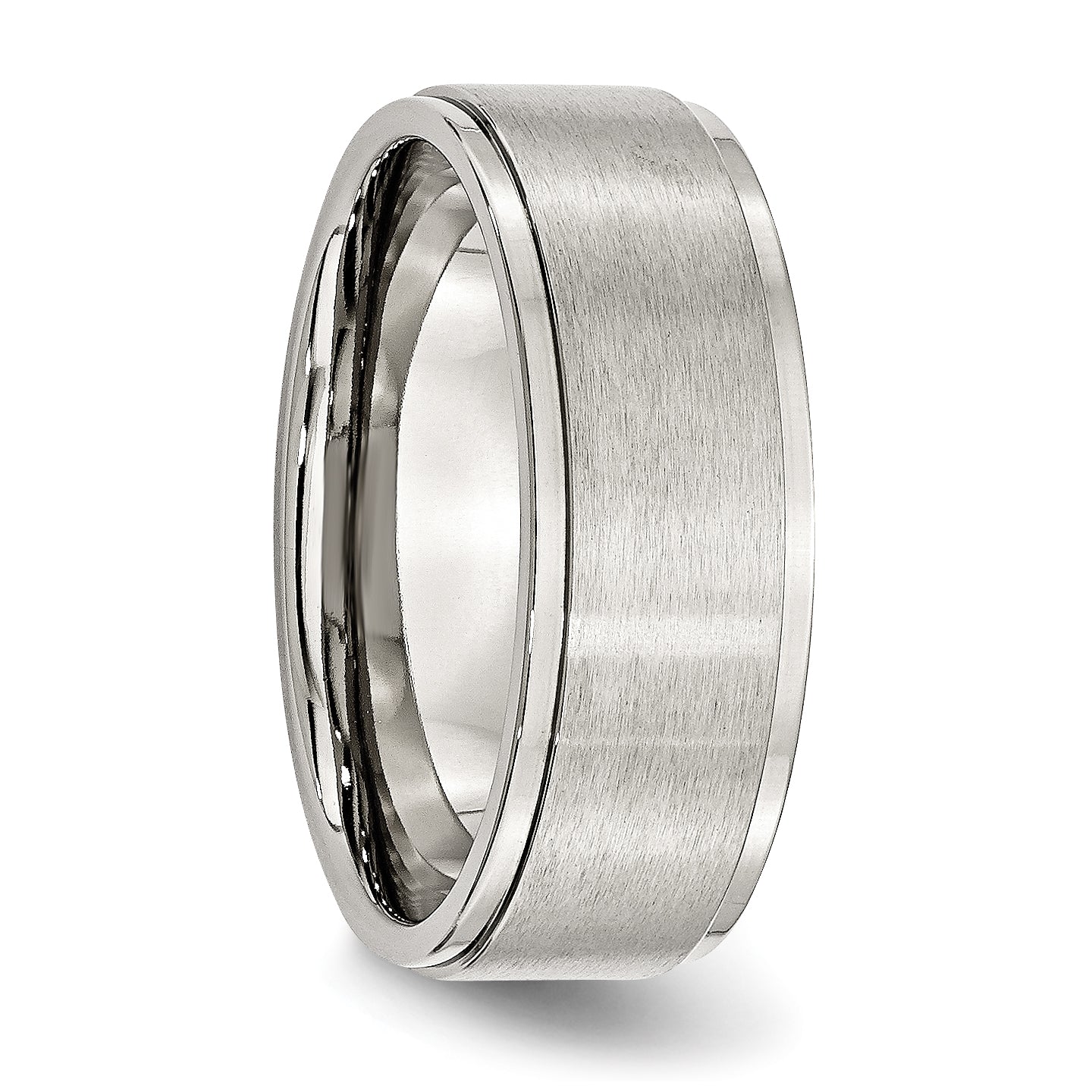 Ridged Edge Comfort-Fit Wedding Band in Stainless Steel, 8mm