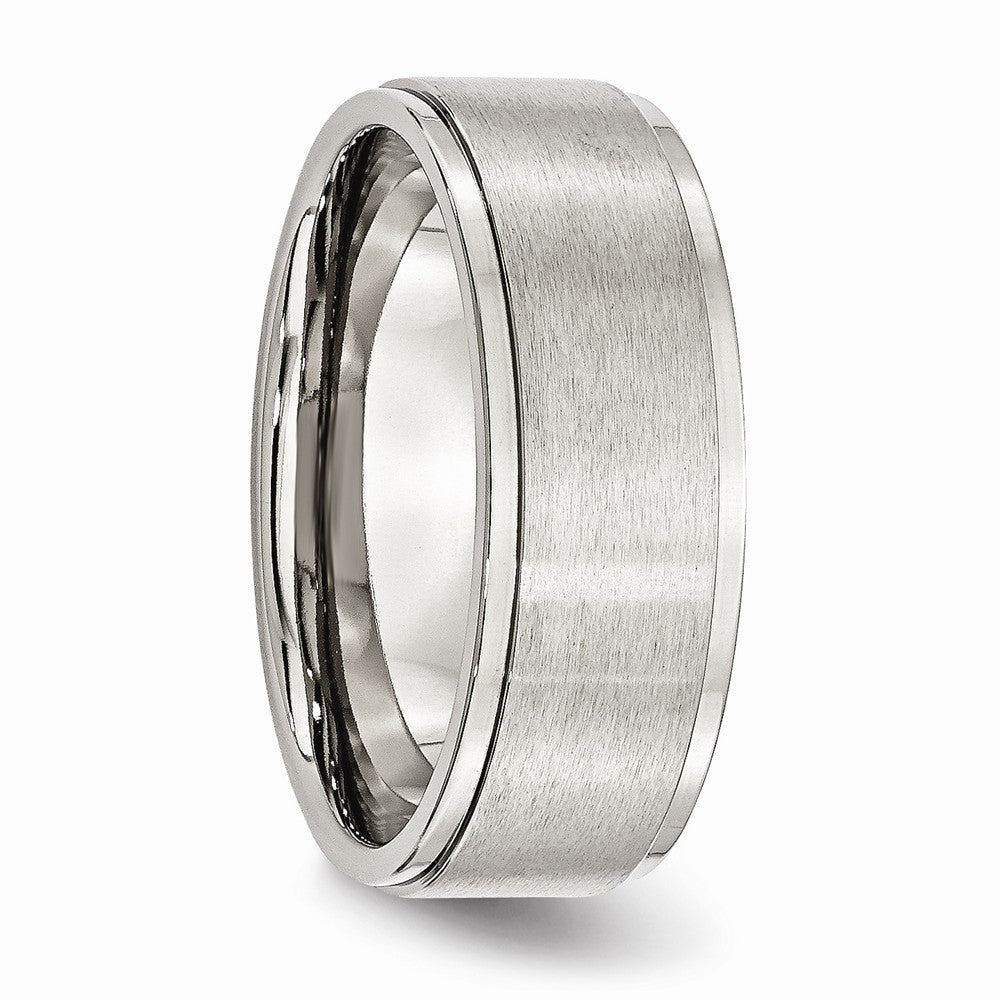 Ridged Edge Comfort-Fit Wedding Band in Stainless Steel, 8mm