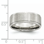 Ridged Edge Comfort-Fit Wedding Band in Stainless Steel, 8mm