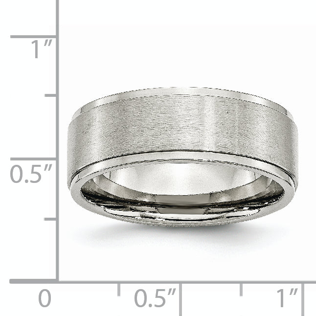 Ridged Edge Comfort-Fit Wedding Band in Stainless Steel, 8mm