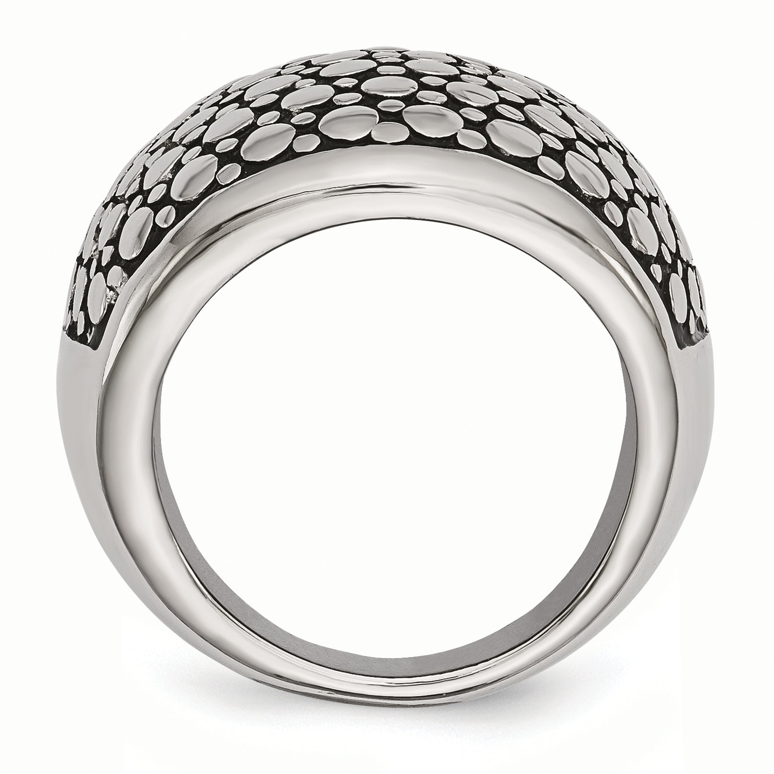 StainleSterling Silver Steel Polished and Antiqued Ring Secondary image