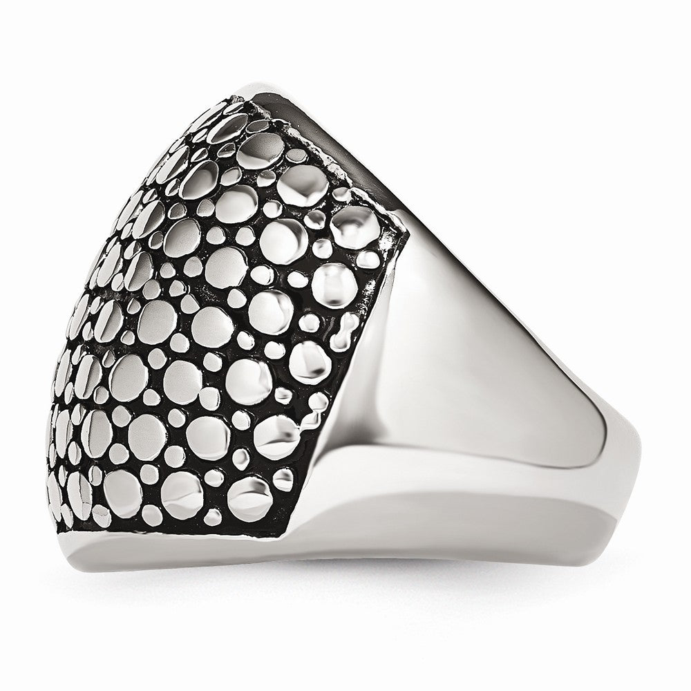 Stainless Steel Fashion Ring with Polished Antiqued Finish Elegant and Modern - 6 - 6