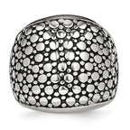 StainleSterling Silver Steel Polished and Antiqued Ring