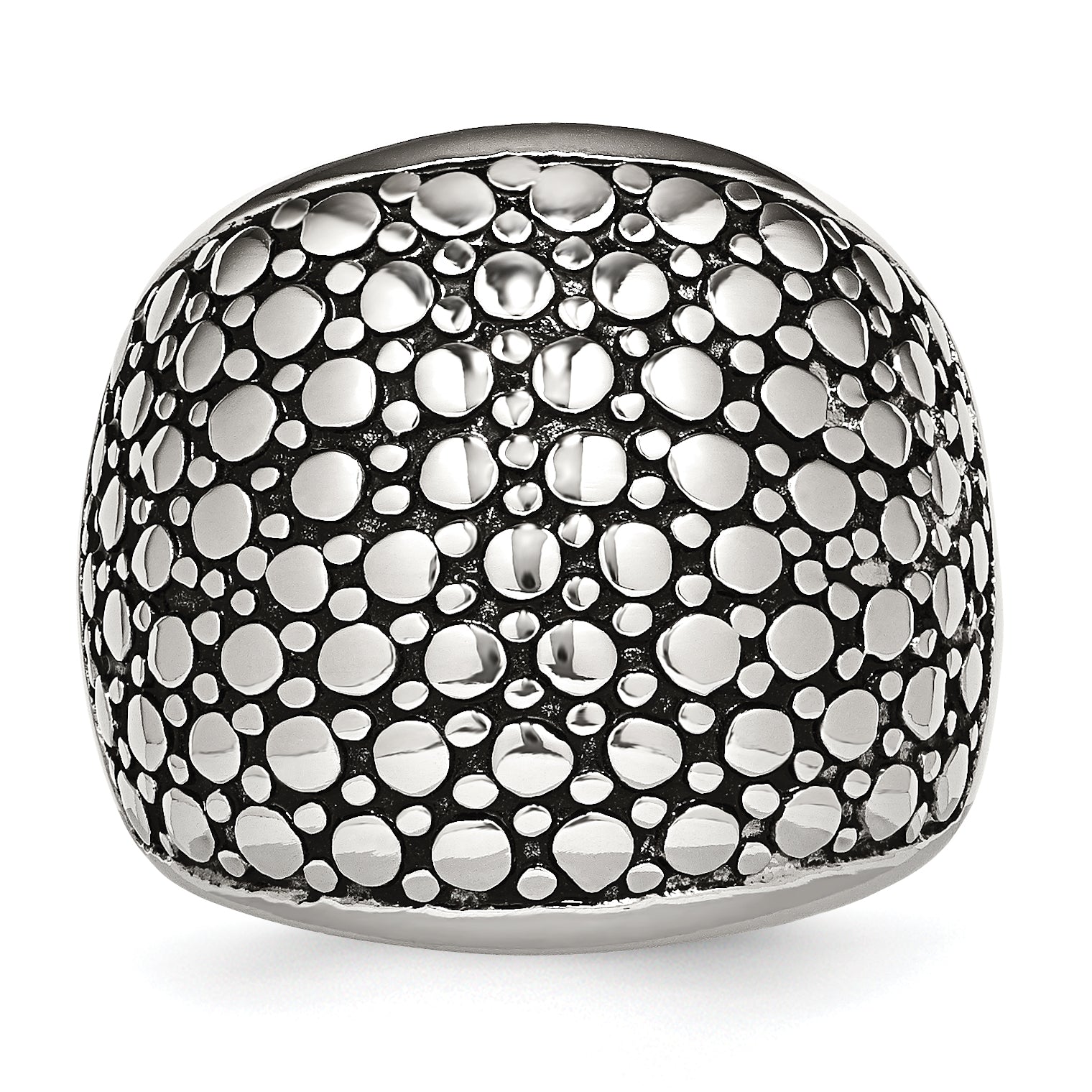 StainleSterling Silver Steel Polished and Antiqued Ring