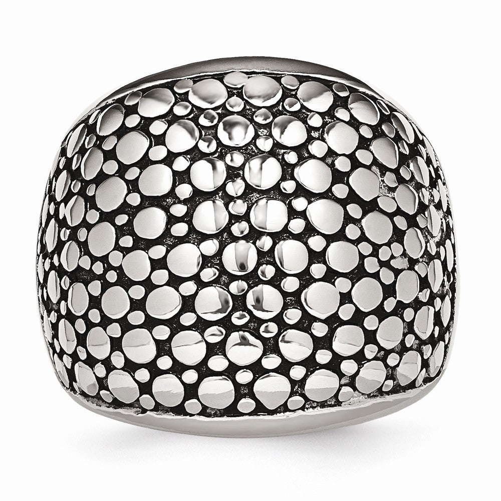 Stainless Steel Fashion Ring with Polished Antiqued Finish Elegant and Modern - 6 - 6