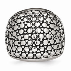 Stainless Steel Fashion Ring with Polished Antiqued Finish Elegant and Modern - 6 - 6