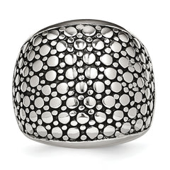 StainleSterling Silver Steel Polished and Antiqued Ring