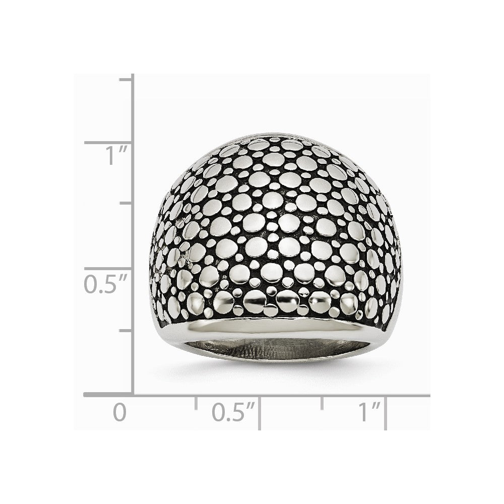 Stainless Steel Polished and Antiqued Ring