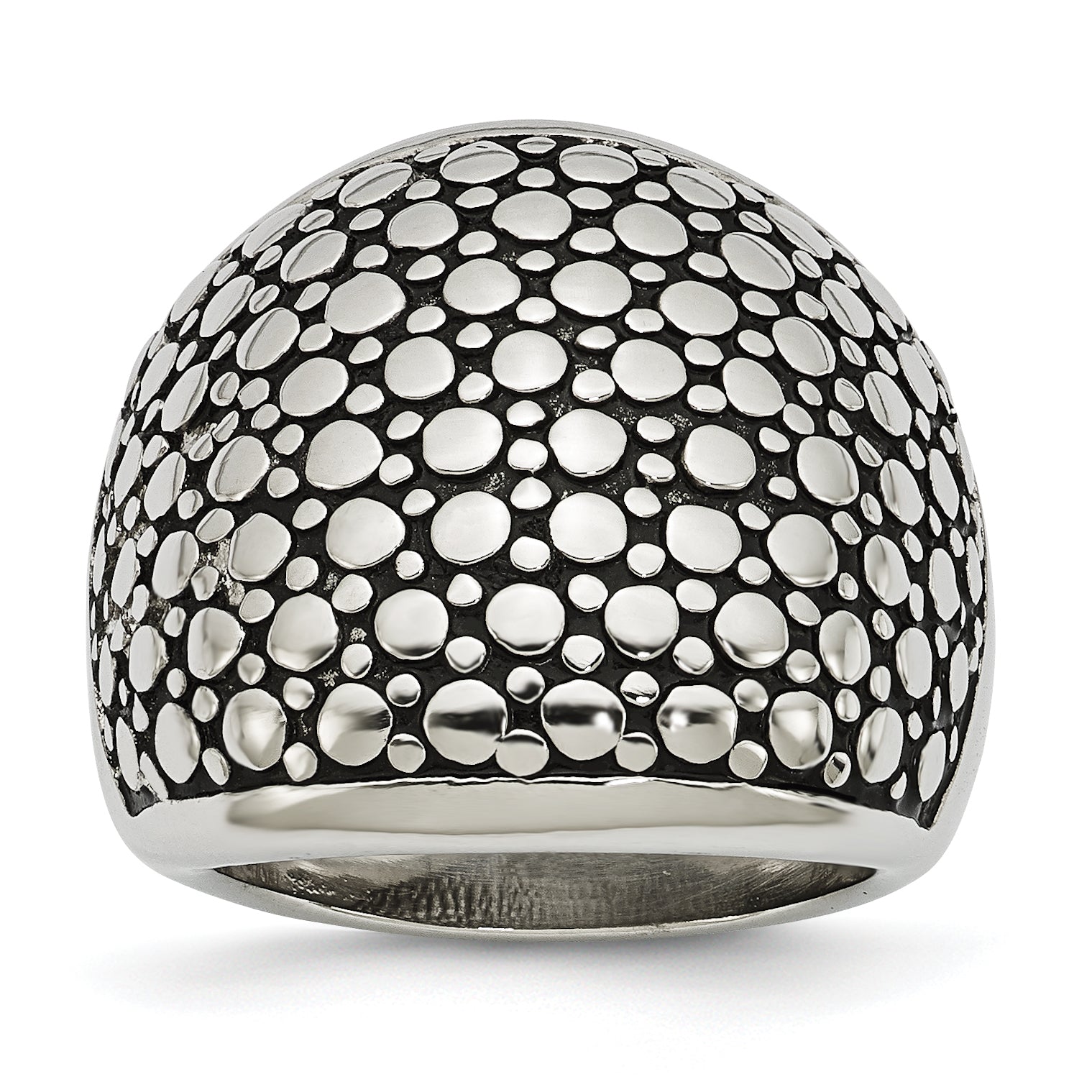 Stainless Steel Polished and Antiqued Ring Main image