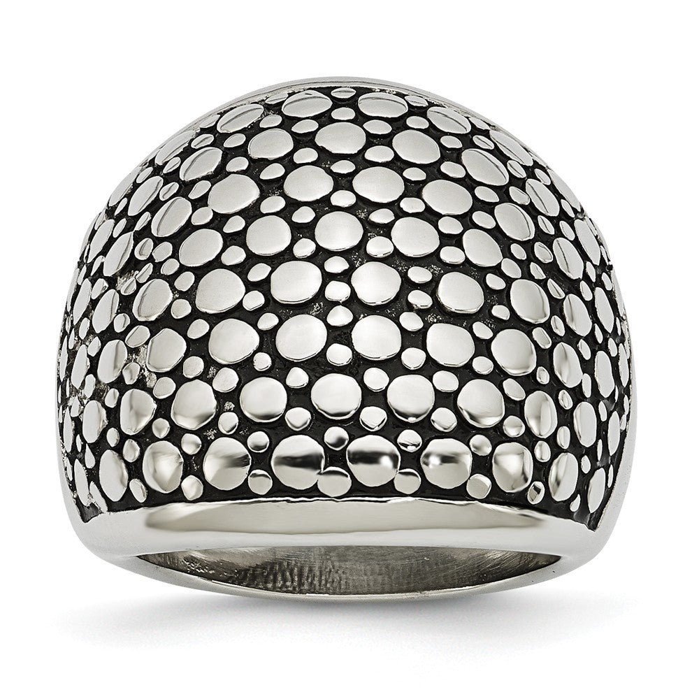 Stainless Steel Fashion Ring with Polished Antiqued Finish Elegant and Modern - 6 - 6