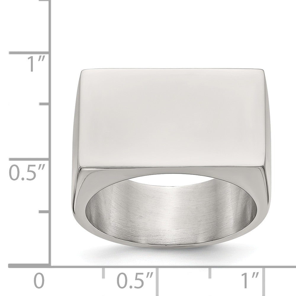 Polished ID Signet Ring in Stainless Steel