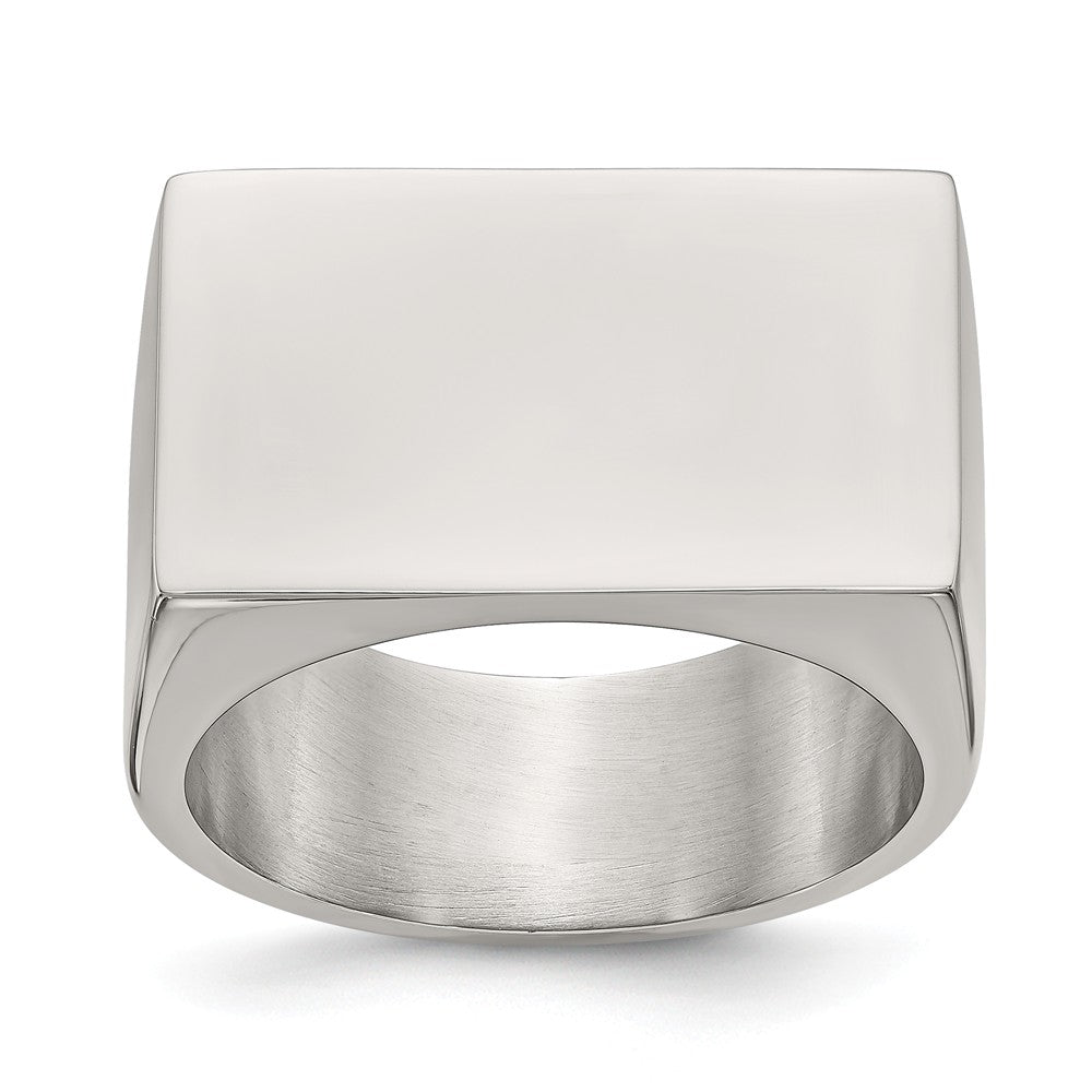 Polished ID Signet Ring in Stainless Steel
