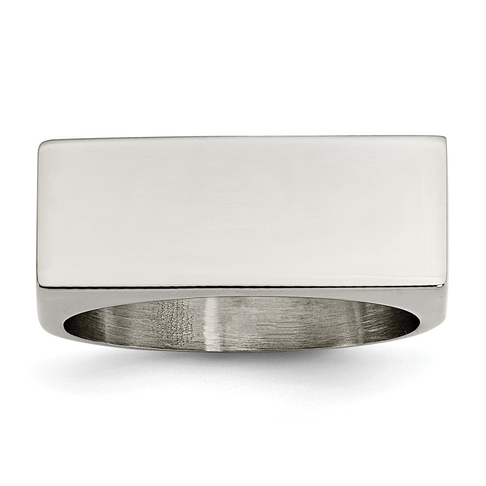 Sophia Jewelers Polished Stainless Steel Signet Ring Elegant Unisex Design Main image