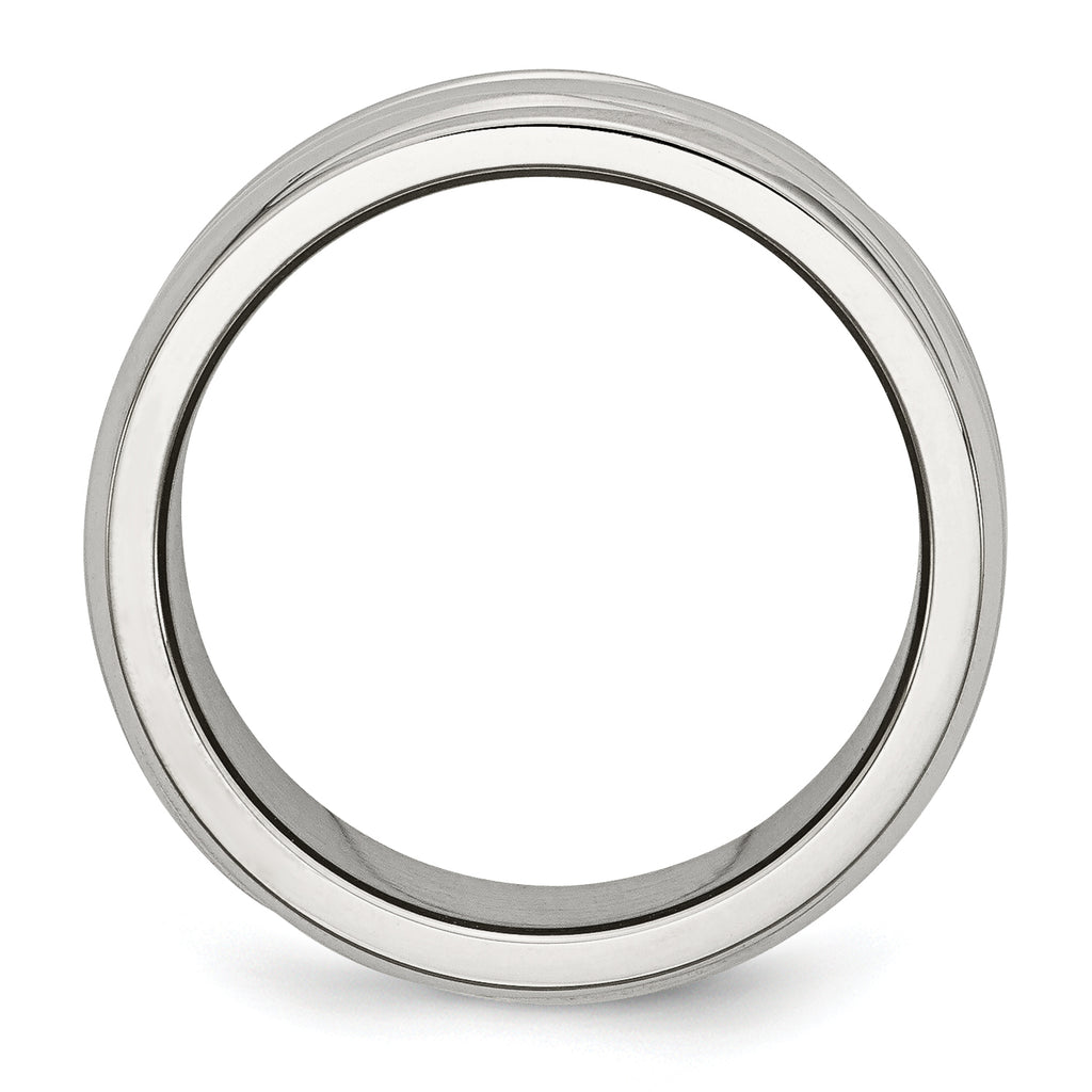 Grooved Band Ring in Stainless Steel, 10mm
