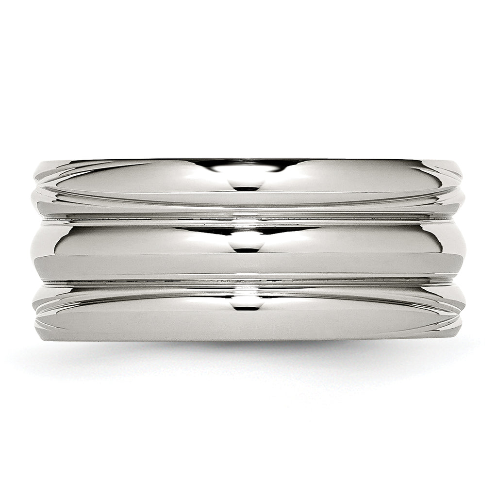Grooved Band Ring in Stainless Steel, 10mm