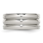 Grooved Band Ring in Stainless Steel, 10mm