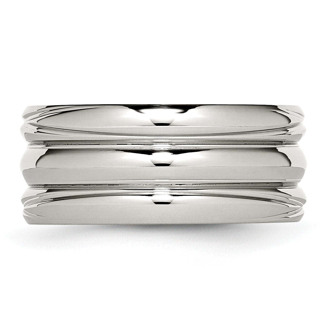 Grooved Band Ring in Stainless Steel, 10mm