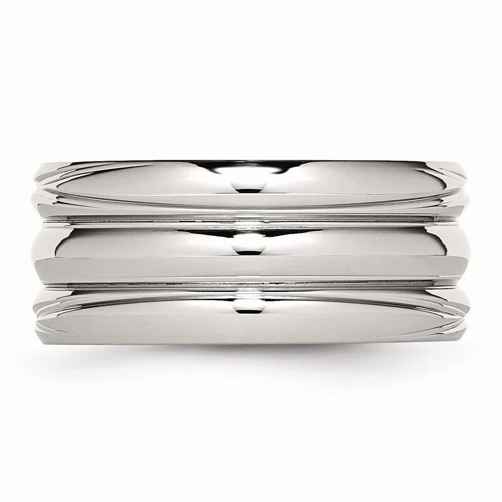 Sophia Jewelers Stainless Steel Fashion Ring with Polished Grooved Design