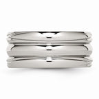 Sophia Jewelers Stainless Steel Fashion Ring with Polished Grooved Design