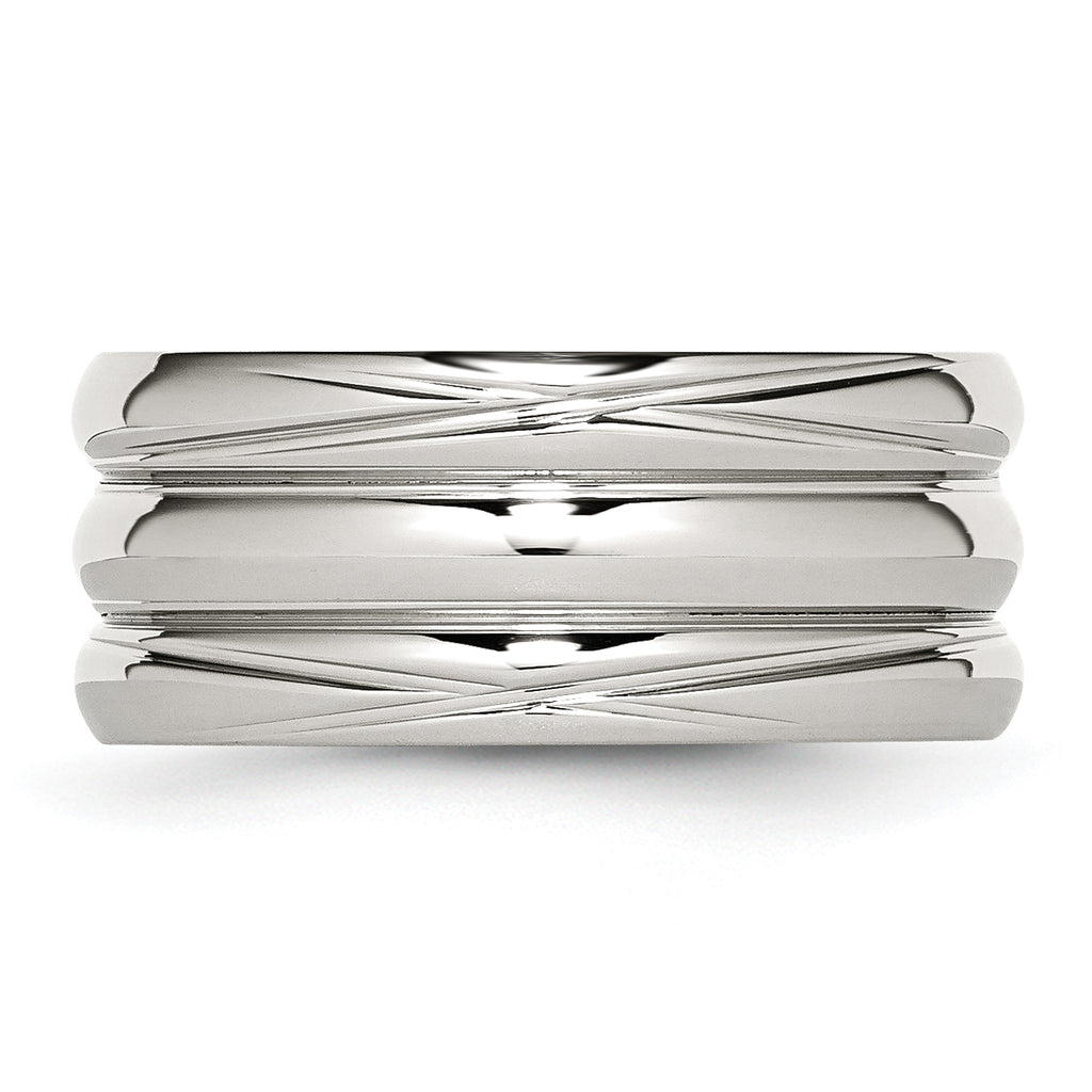 Grooved Band Ring in Stainless Steel, 10mm