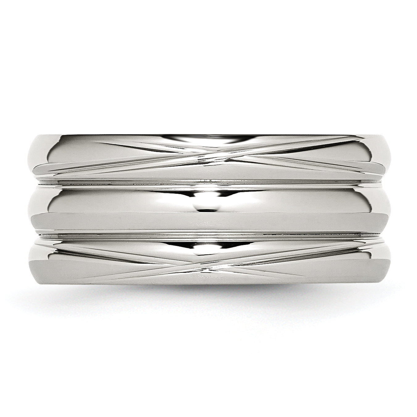 Grooved Band Ring in Stainless Steel, 10mm