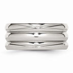 Sophia Jewelers Stainless Steel Fashion Ring with Polished Grooved Design