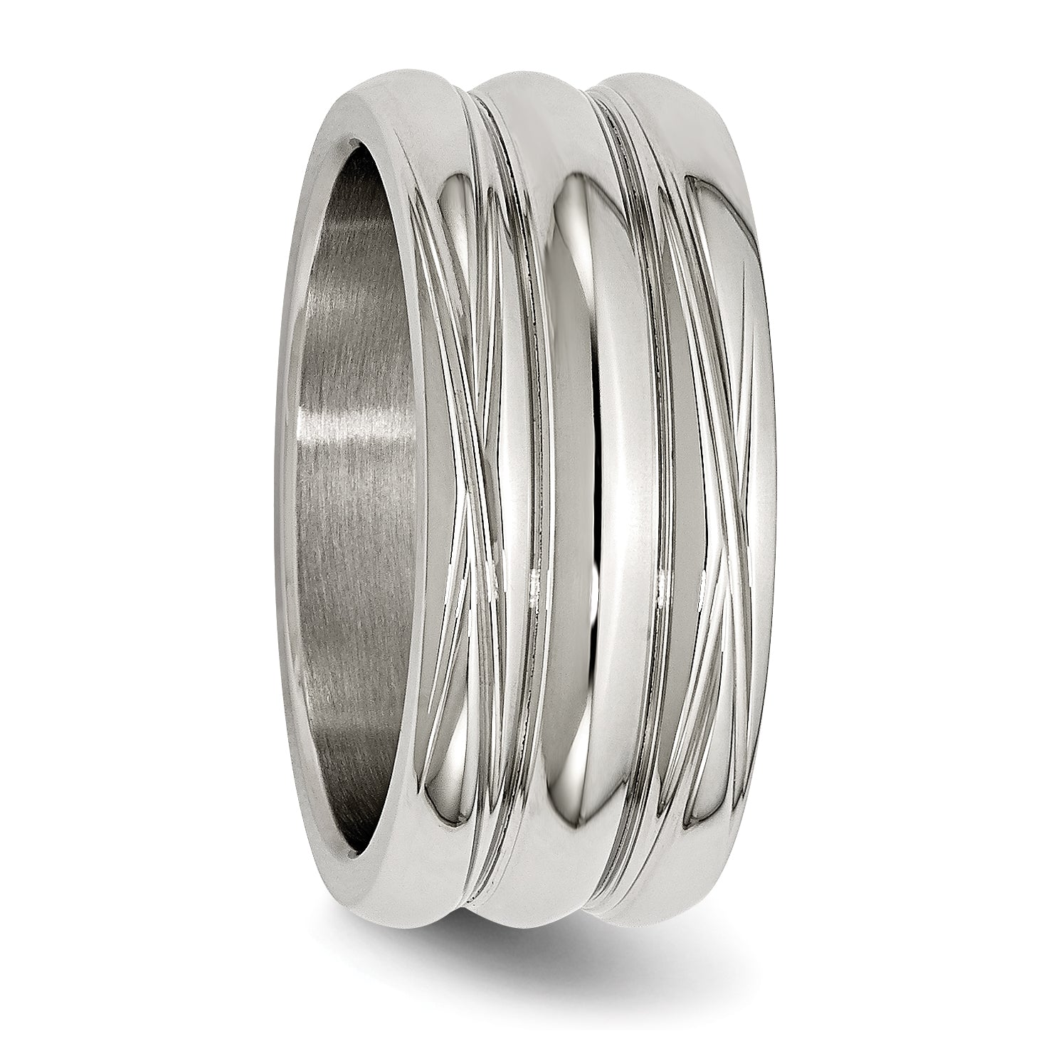 Grooved Band Ring in Stainless Steel, 10mm