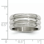 Grooved Band Ring in Stainless Steel, 10mm