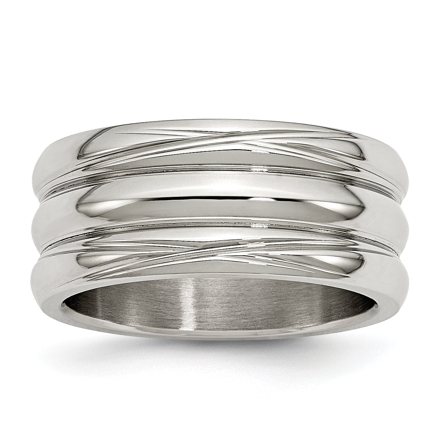 Stainless Steel Polished 10mm Grooved Band Main image