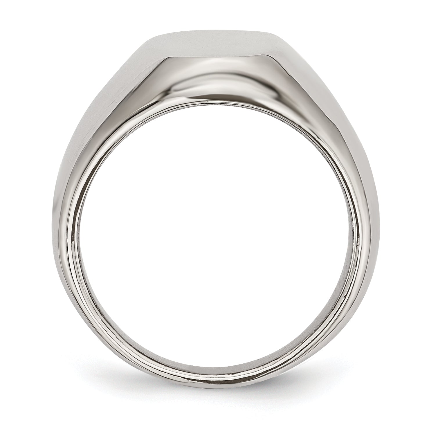 Stainless Steel Polished Oval Signet Ring Secondary image