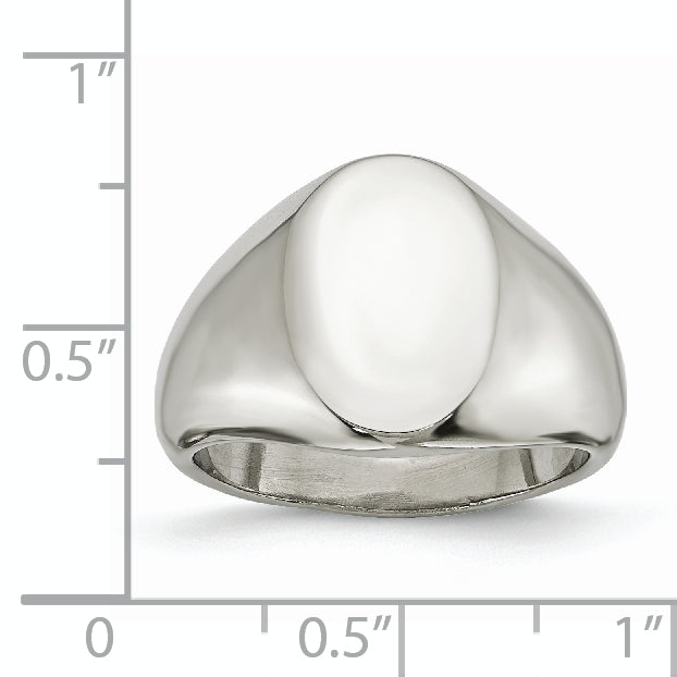 Stainless Steel Polished Oval Signet Ring