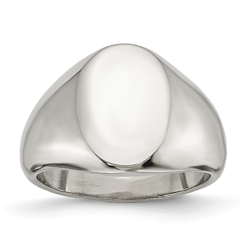 Sophia Jewelers Polished Stainless Steel Oval Signet Ring Elegant Design Main image