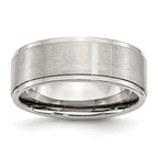 Ridged Edge Comfort-Fit Wedding Band in Stainless Steel, 8mm