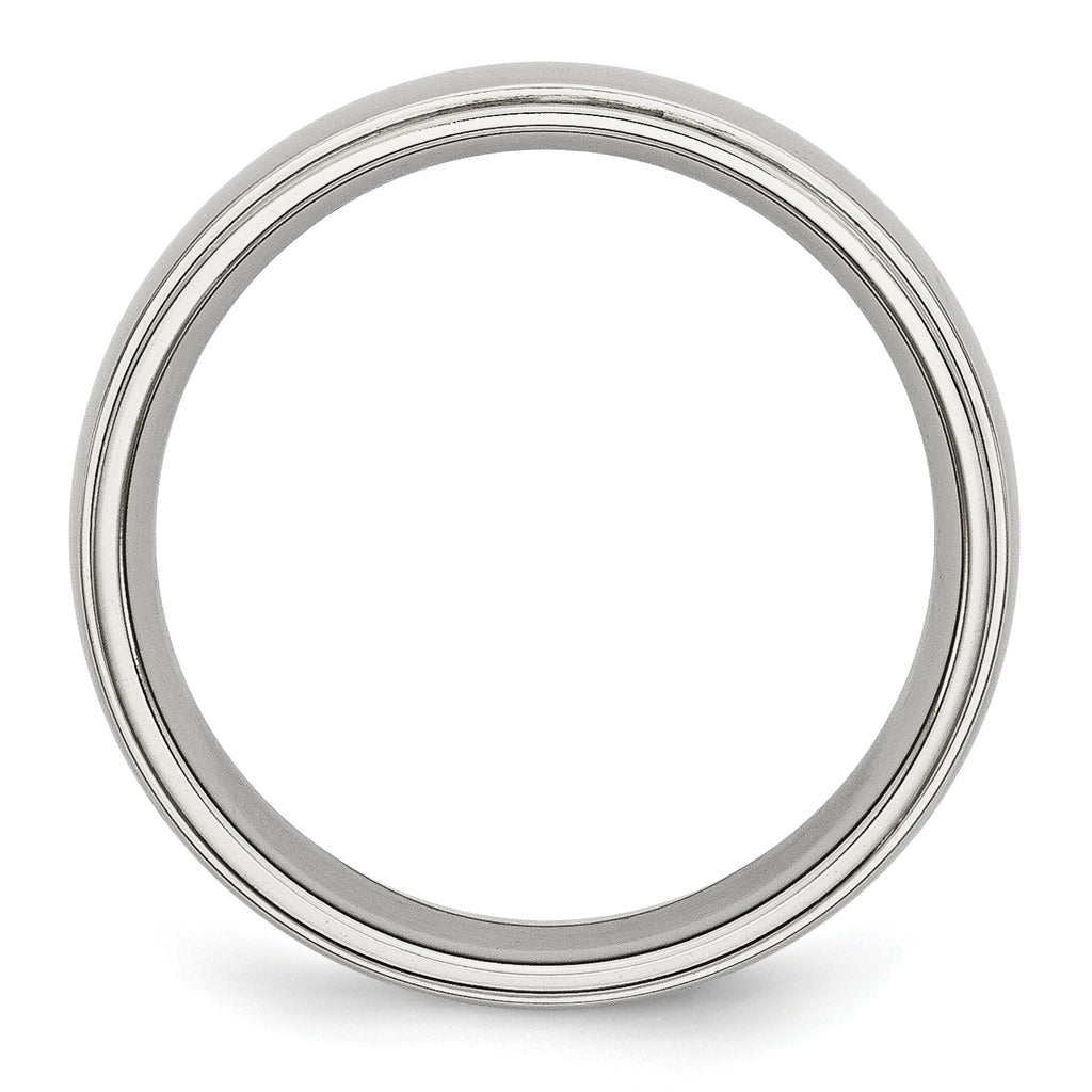 Ridged Edge Comfort-Fit Wedding Band in Stainless Steel, 6mm