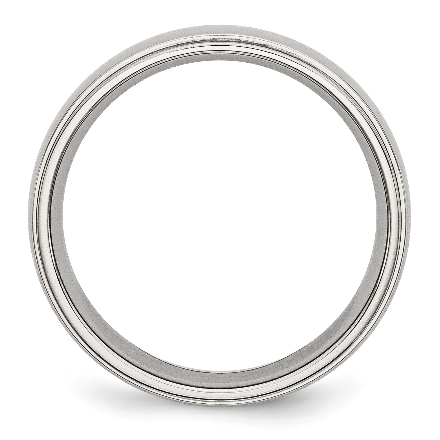 Ridged Edge Comfort-Fit Wedding Band in Stainless Steel, 6mm
