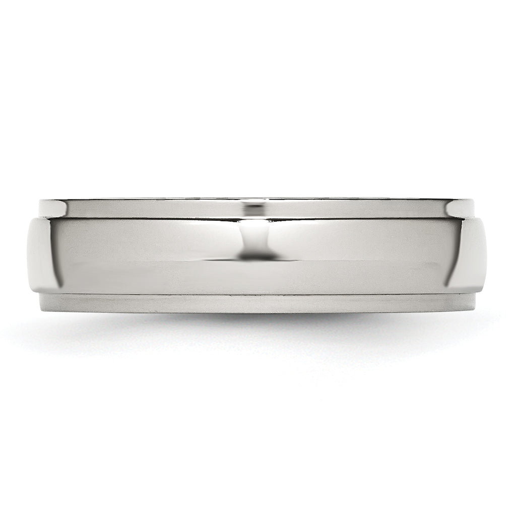 Ridged Edge Comfort-Fit Wedding Band in Stainless Steel, 6mm