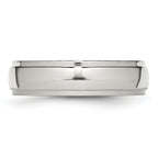 Ridged Edge Comfort-Fit Wedding Band in Stainless Steel, 6mm