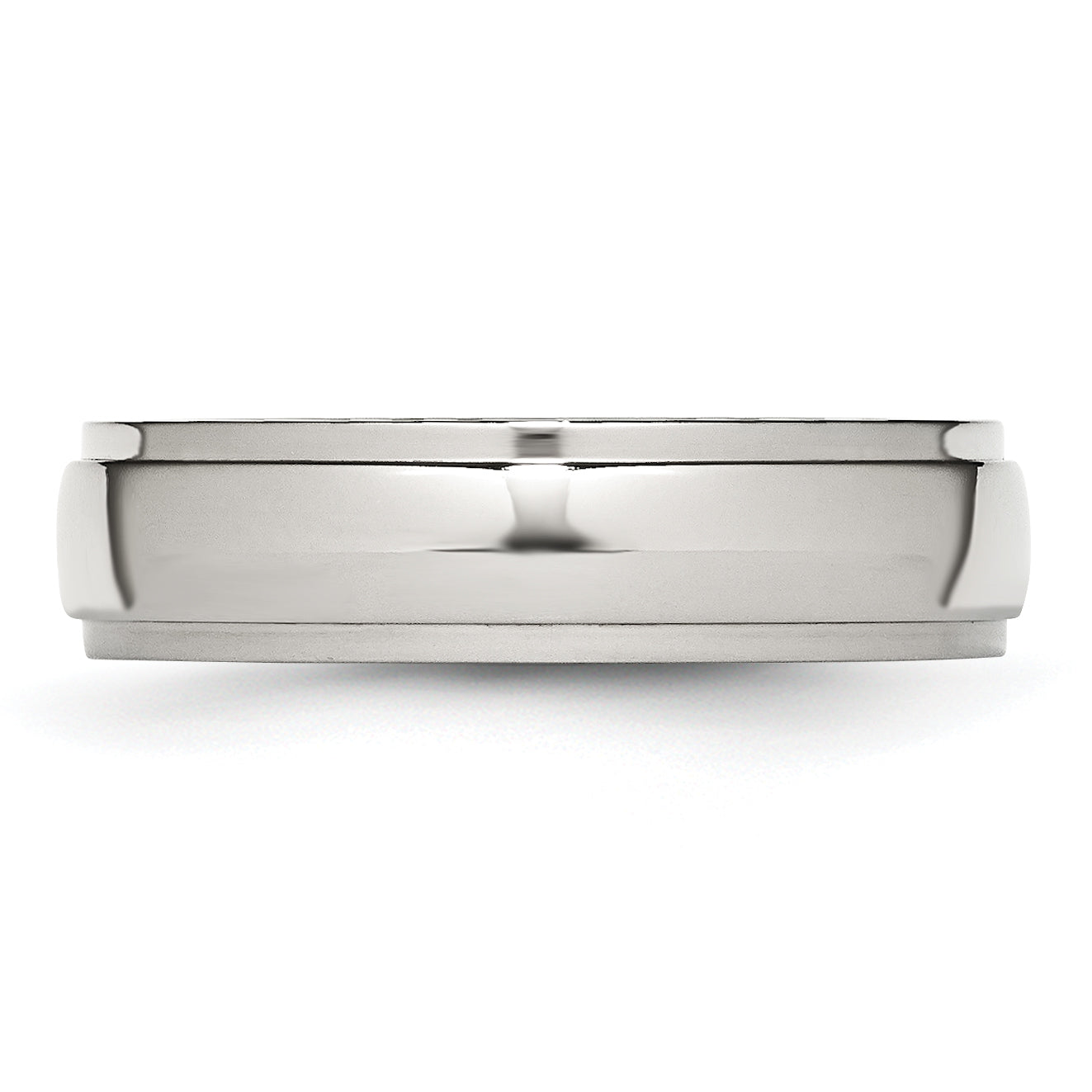 Ridged Edge Comfort-Fit Wedding Band in Stainless Steel, 6mm