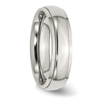 Ridged Edge Comfort-Fit Wedding Band in Stainless Steel, 6mm