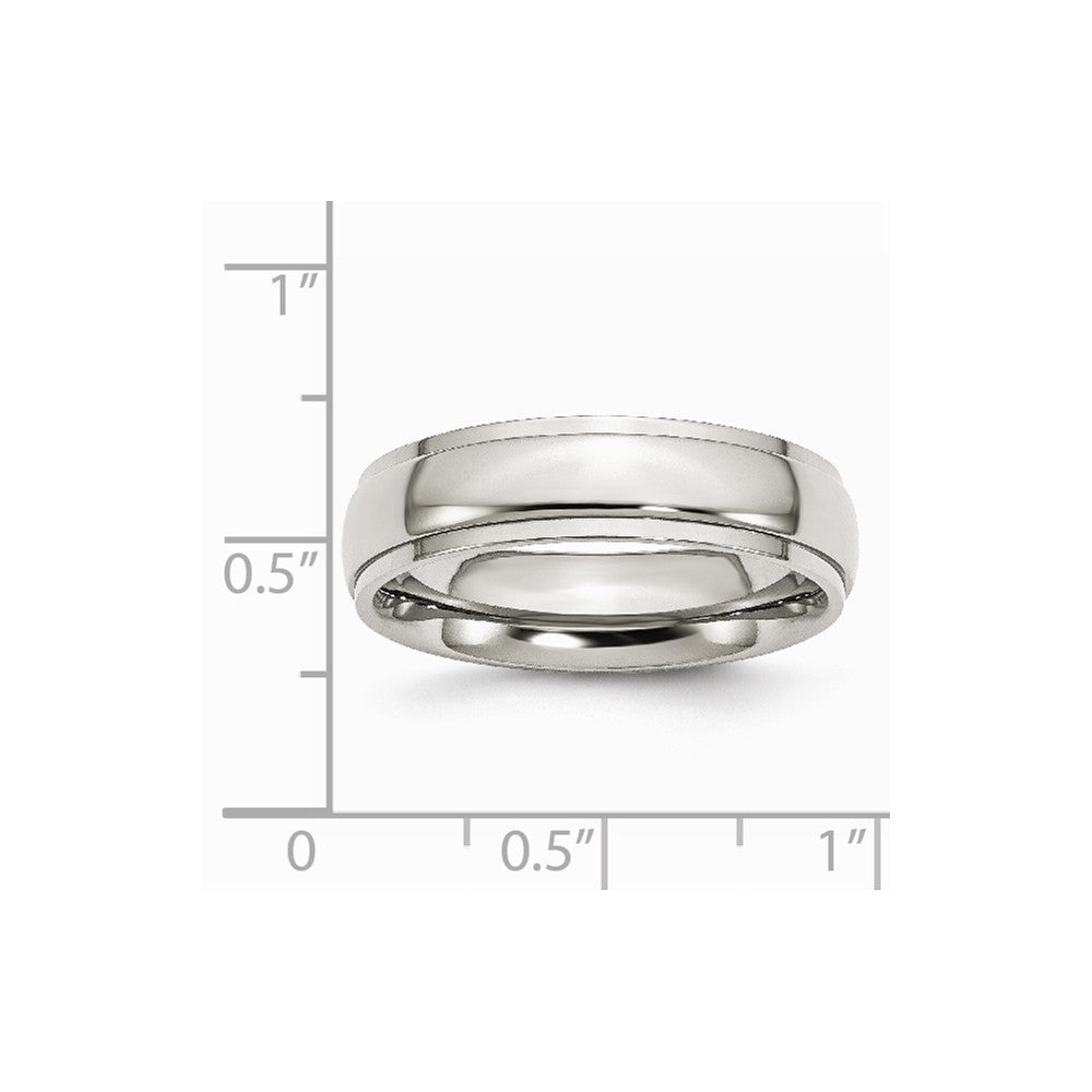 Stainless Steel Ridged Edge 6mm Polished Band