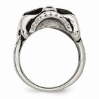 Stainless Steel Skull Ring with Polished Antique Finish