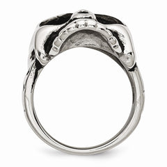 Stainless Steel Skull Ring with Polished Antique Finish - 9