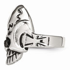Stainless Steel Skull Ring with Polished Antique Finish