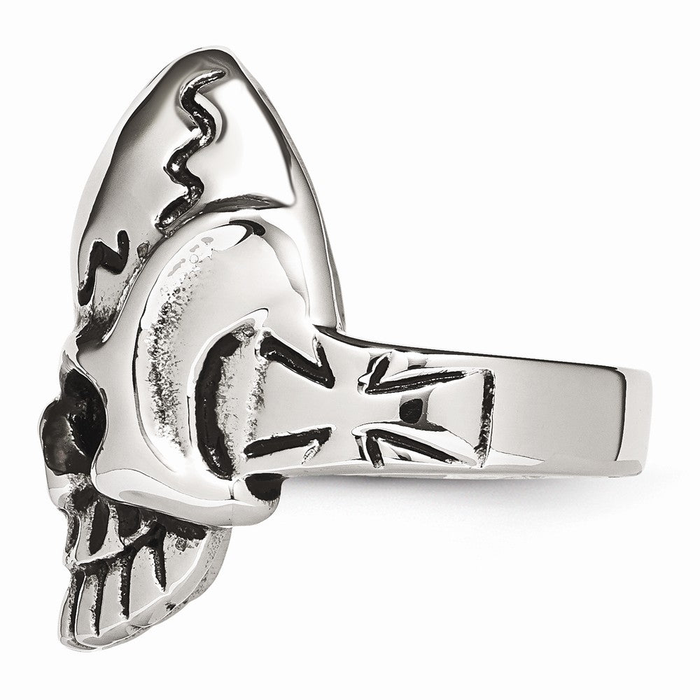 Stainless Steel Skull Ring with Polished Antique Finish