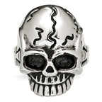 Stainless Steel Antiqued and Polished Skull Ring
