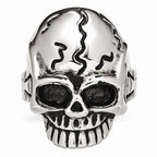Stainless Steel Skull Ring with Polished Antique Finish