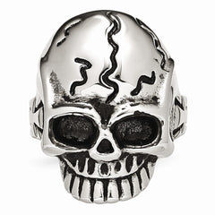 Stainless Steel Skull Ring with Polished Antique Finish - 9