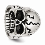 Stainless Steel Skull Ring with Polished Antique Finish
